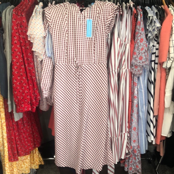 NWT Draper James Gingham Keyhole Midi Dress - Picture 5 of 10